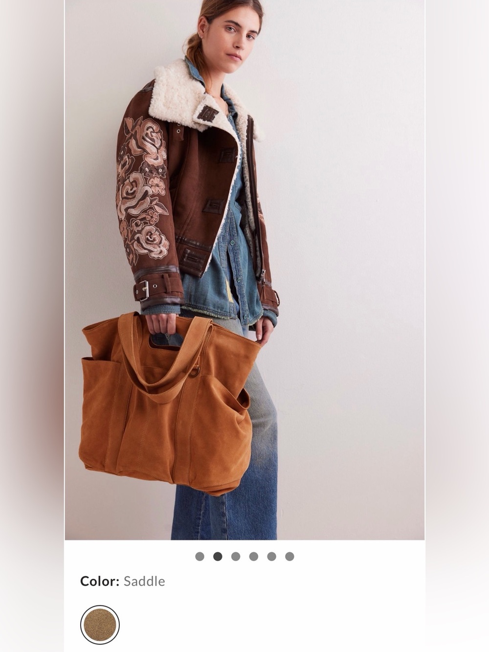 Free People Suede Caravan Tote Bag in charcoal - $128. New Charm incl ❤️
